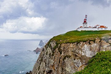 Fototapeta na wymiar It's Lighthouse of Cabo da Roca, the westernmost extent of continental Europe (Euroasia)