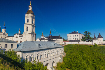 Fototapeta na wymiar Buildings of the Kremlin in Tobolsk, Russia