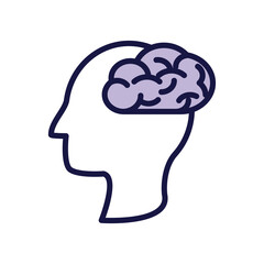 head human profile with brain line style icon