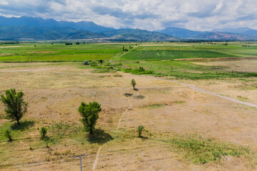 Aerial view of landscape from the Burana tower, Kyrgyzstan