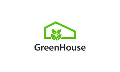 Simple and creative natural green house for logo designs vector