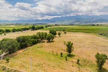 Fototapeta na wymiar Aerial view of landscape from the Burana tower, Kyrgyzstan