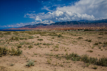Northern coast of Issyk Kul lake in Kyrgyzstan