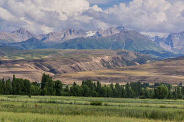 Mountains at the northern coast of Issyk Kul lake in Kyrgyzstan
