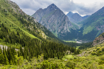Obraz premium Karakol valley in Terskey Ala-Too mountain range in Kyrgyzstan