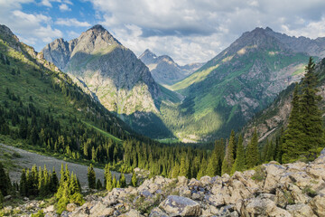 Karakol valley in Terskey Ala-Too mountain range in Kyrgyzstan