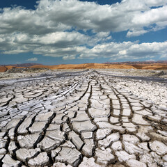 Mud Dried And Cracked Of Macalube Volcanoes Is Landmark Of Sicily Nature