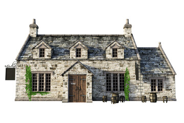 Fantasy Cottage Exterior, 3D illustration, 3D rendering
