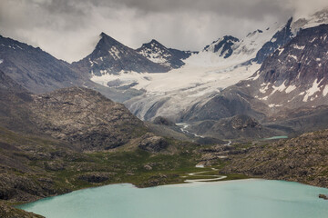 Glacier and Ala Kul lake in Kyrgyzstan