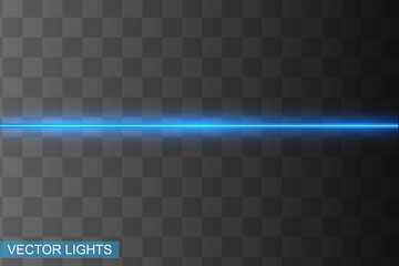 Abstract blue laser beam. Transparent isolated on black background. Vector illustration.the lighting effect.floodlight directional