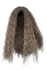 3d render, 3d illustration, fantasy long hair on isolated white background