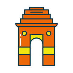 Indian gate line and fill style icon vector design