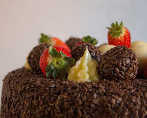 chocolate cake with strawberries