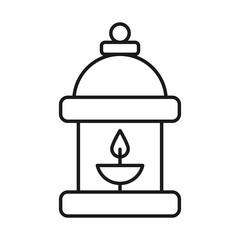 Indian diwali candle line style icon vector design