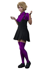 Urban Fantasy POC Teen on Isolated White Background, 3D Rendering, 3D illustration