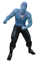 Fototapeta na wymiar Scifi Alien Man with Blue Skin, 3D Illustration, 3D rendering
