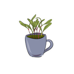 Fresh young sprouts various plants, a microgreen sandwich. Microgreen healthy food. Vegetarian food. Stamp for packaging design. Vector illustration