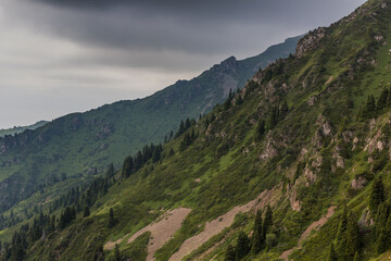 Slopes of Trans-Ili Alatau (Zailiyskiy Alatau) mountain range near Almaty, Kazakhstan