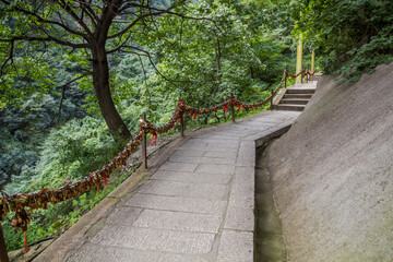 Stairs leading to the peaks of Hua Shan mountain, China