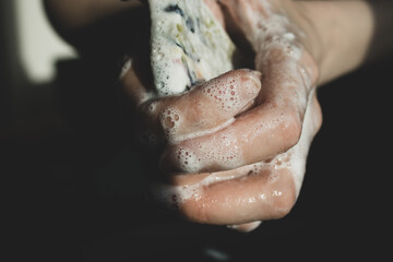 Fototapeta premium soapy hands
