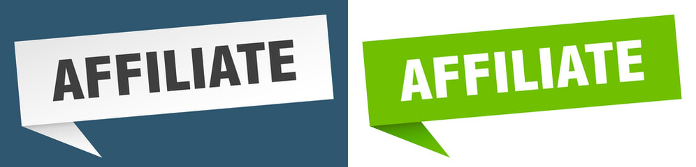 affiliate banner. affiliate speech bubble label set. affiliate sign