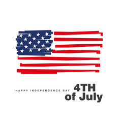 Independence Day 4th of july USA abstract flag white background