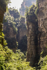 Rock cliffs above the Golden Whip stream in Zhangjiajie National Forest Park in Hunan province, China