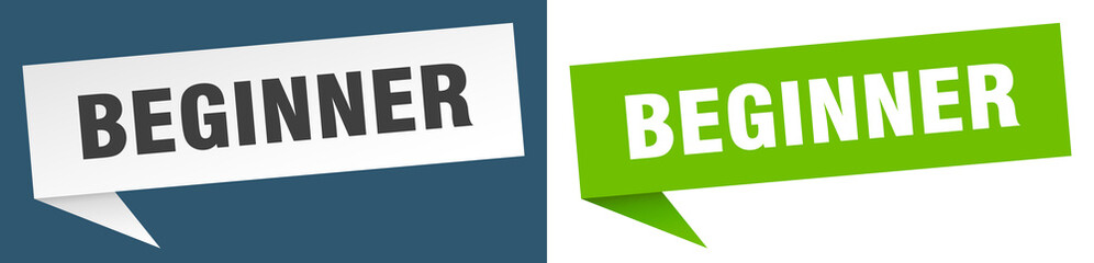 beginner banner. beginner speech bubble label set. beginner sign