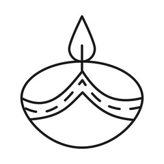 Indian diwali candle line style icon vector design