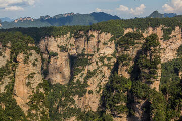 Rocky cliffs in Zhangjiajie National Forest Park in Hunan province, China