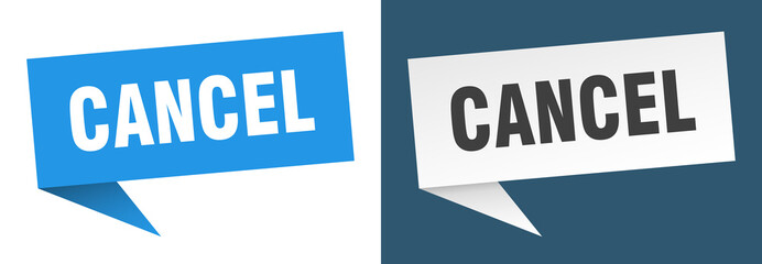 cancel banner. cancel speech bubble label set. cancel sign