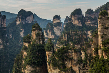 Fototapeta na wymiar Rock formations of Wulingyuan Scenic and Historic Interest Area in Zhangjiajie National Forest Park in Hunan province, China