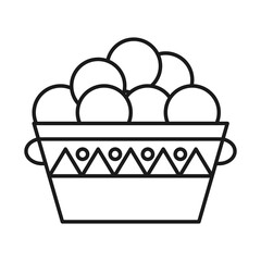 Indian laddu balls on bowl line style icon vector design