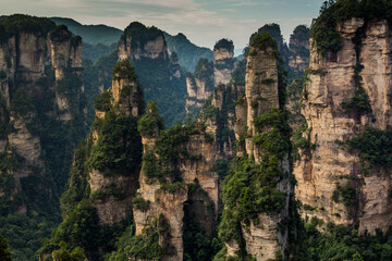 Fototapeta na wymiar Rock formations in Wulingyuan Scenic Area of Zhangjiajie Forest Park, China