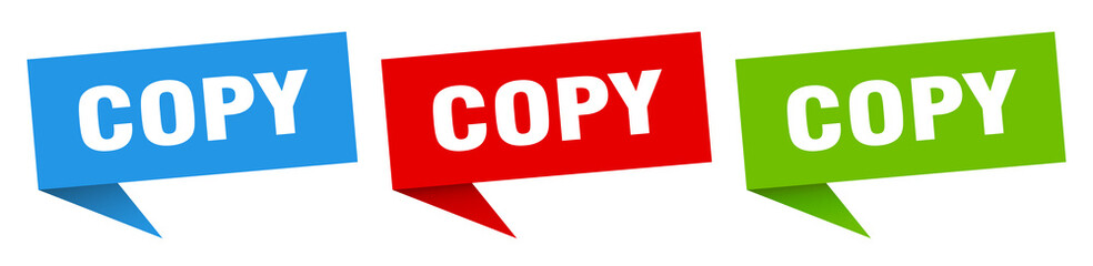 copy banner. copy speech bubble label set. copy sign