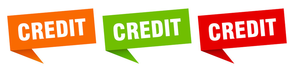 credit banner. credit speech bubble label set. credit sign