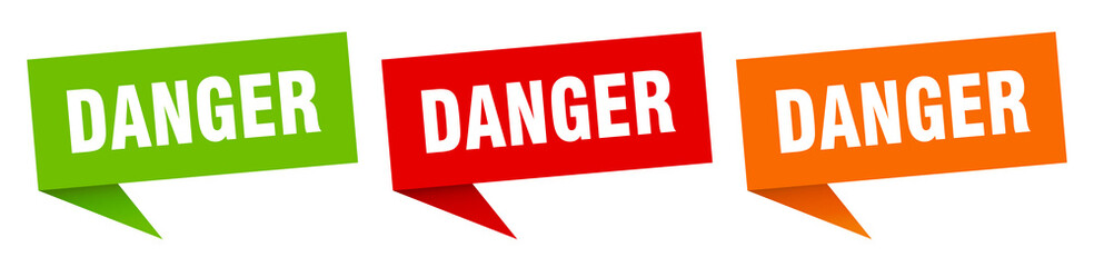 danger banner. danger speech bubble label set. danger sign