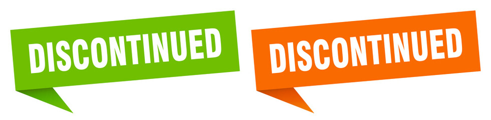 discontinued banner. discontinued speech bubble label set. discontinued sign