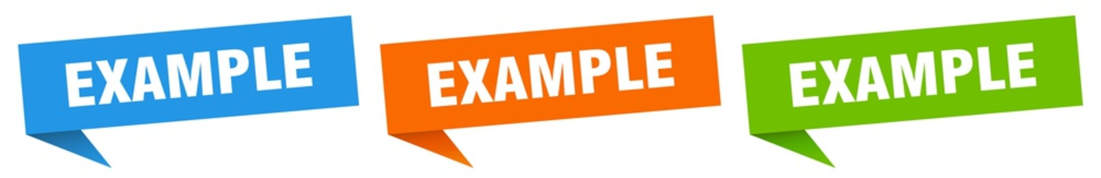 example banner. example speech bubble label set. example sign