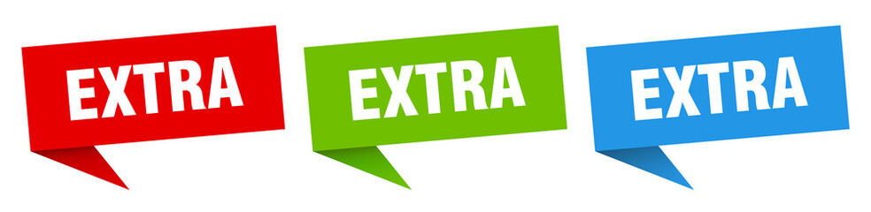 extra banner. extra speech bubble label set. extra sign