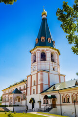 Fototapeta premium It's Part of the Valday Iversky Monastery, a Russian Orthodox monastery founded by Patriarch Nikon in 1653. Lake Valdayskoye in Valdaysky District of Novgorod Oblast, Russia,