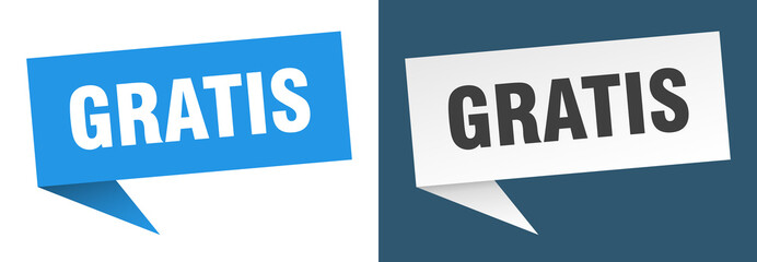gratis banner. gratis speech bubble label set. gratis sign