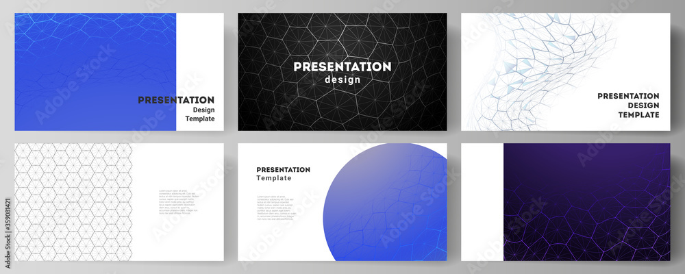Poster vector layout of the presentation slides design business templates. digital technology and big data 