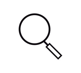 Search Icon, magnifying glass vector, lens cristal, isolated on white