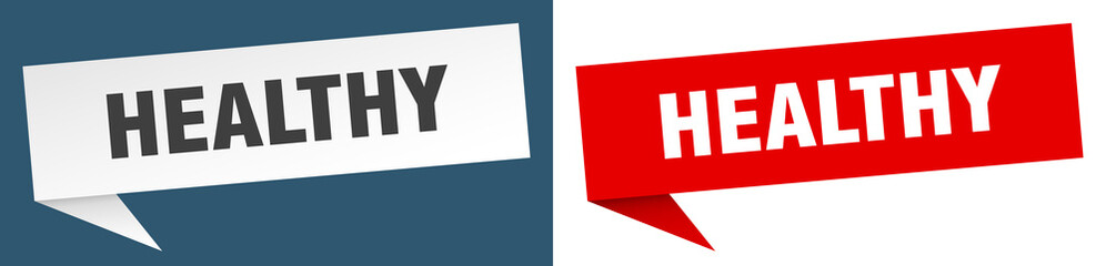 healthy banner. healthy speech bubble label set. healthy sign