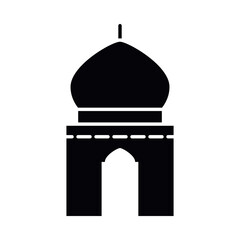 Eid mubarak mosque silhouette style icon vector design