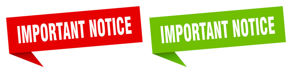 important notice banner. important notice speech bubble label set. important notice sign