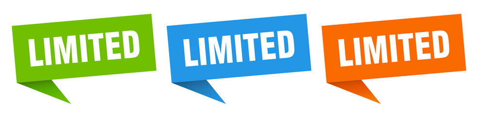 limited banner. limited speech bubble label set. limited sign