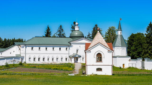 It's Territory of the Valday Iversky Monastery, a Russian Orthodox monastery founded by Patriarch Nikon in 1653. Lake Valdayskoye in Valdaysky District of Novgorod Oblast, Russia,