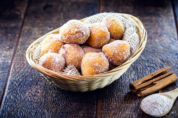 fried sweet from Brazil, made with cinnamon, refined sugar and flour. Known as a rain cookie or 